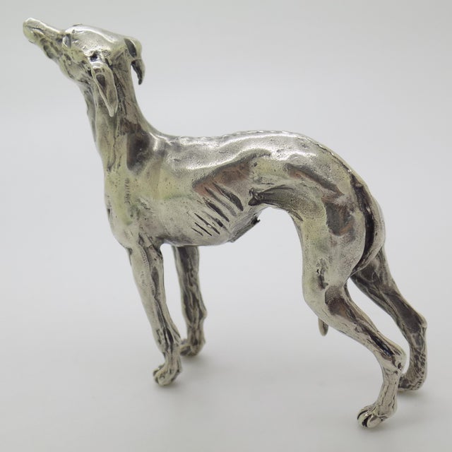 Silver Vintage Italian Handmade Genuine Silver Large Greyhound Dog Figurine Sculpture, Made in Tuscany (Arezzo, Italy)) For Sale - Image 8 of 13