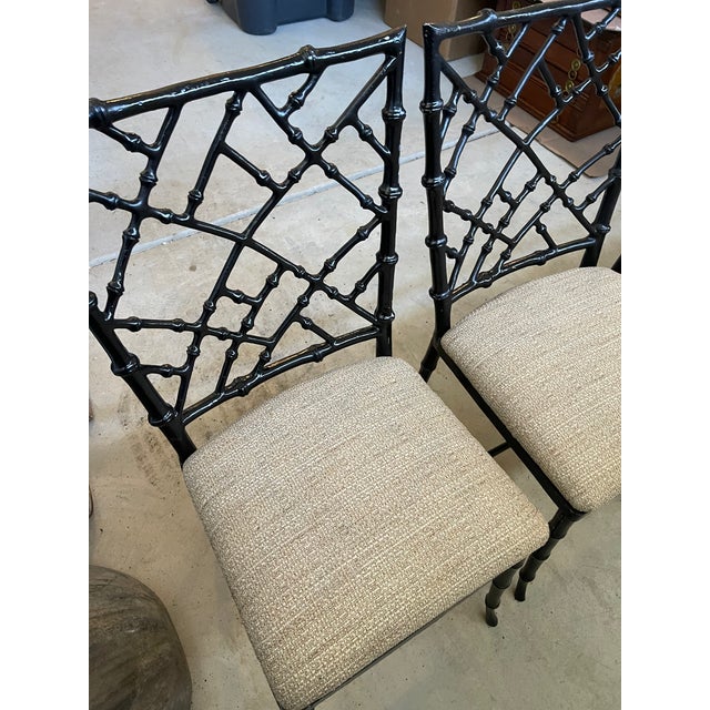 Black 1960's Set of Phyllis Morris Faux Bamboo Aluminum Chairs by Kessler Industries - 4 Chairs For Sale - Image 8 of 11
