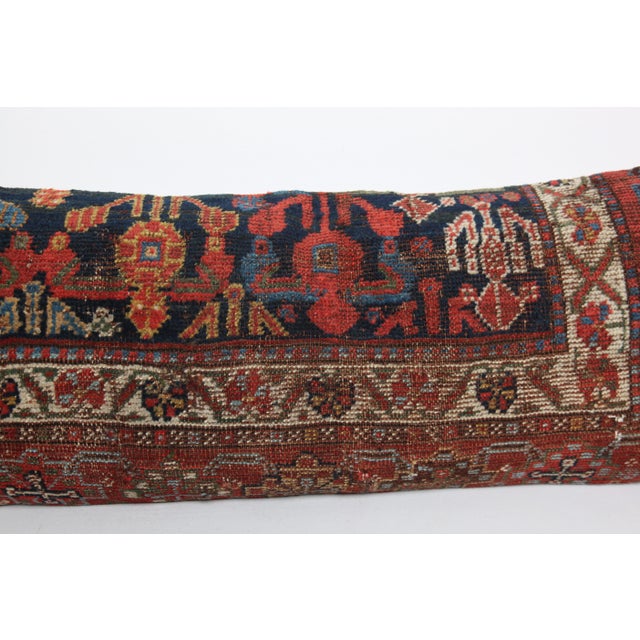 Early 20th Century Antique Home Decore With Navy-Blue Tone Rug Pillow Cushion Cover -16'' X 44'' For Sale - Image 5 of 8