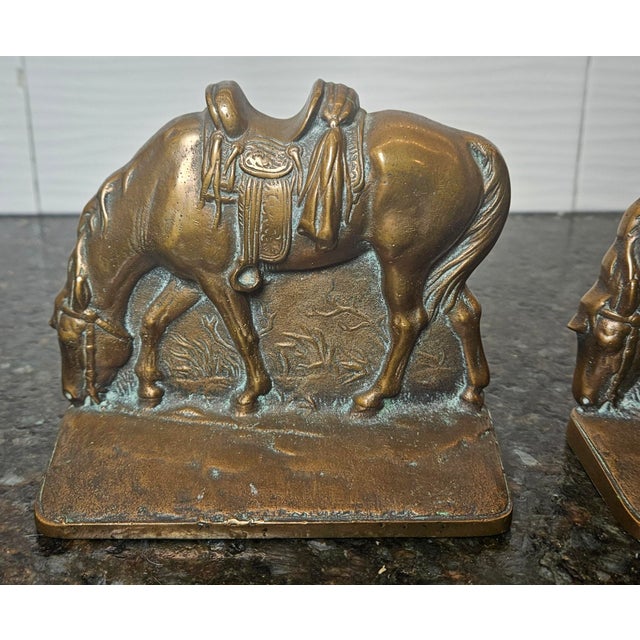 Pair of Vintage Mid-Century Bronze Equestrian Horse Bookends For Sale - Image 11 of 14