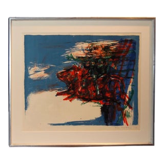 Leif Knudsen Swedish Mid-Century Modern Framed Abstract Lithograph Circa 1962 For Sale