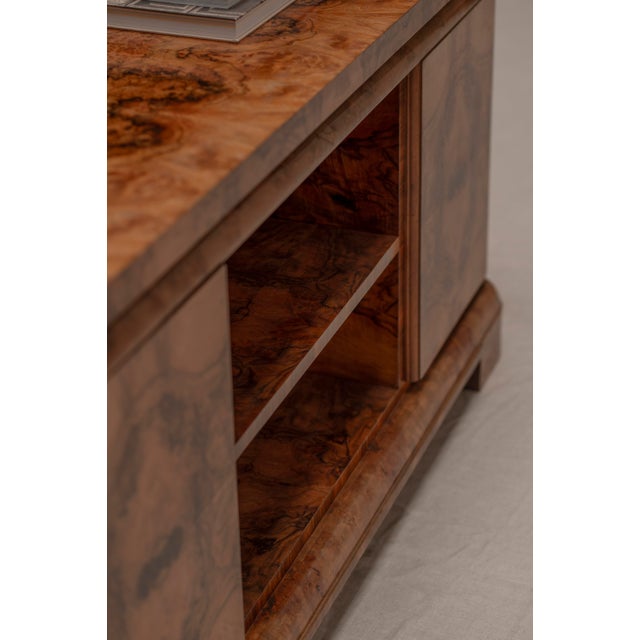Brown Burlwood Desk or Center Table, 1940s For Sale - Image 8 of 17