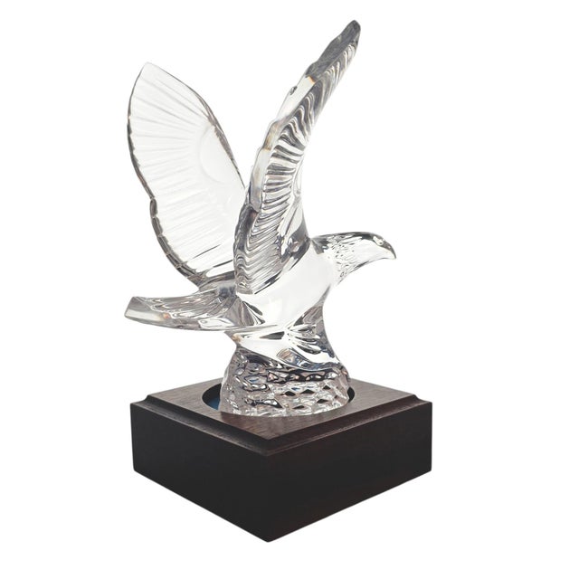 A substantial Waterford Crystal bald eagle figurine from the Waterford Crystal Figurine Collection, produced in Ireland...
