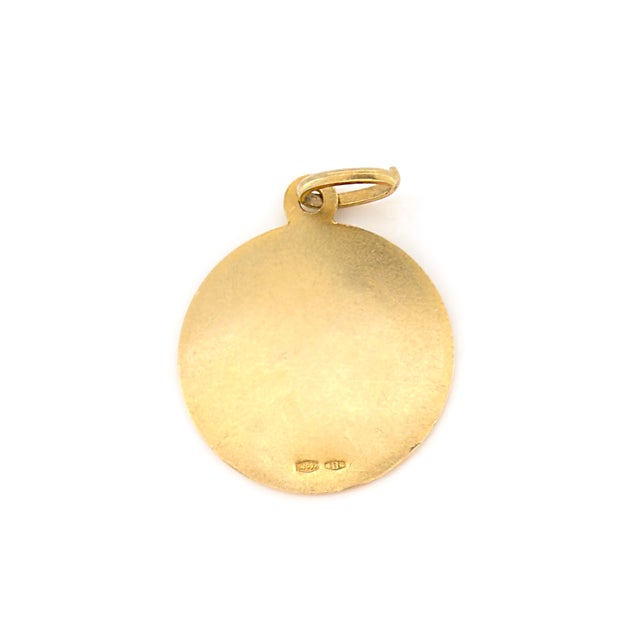 Vintage 1960s Italian 18k Saint Anthony of Padua Holding Baby Jesus Medallion For Sale - Image 9 of 9