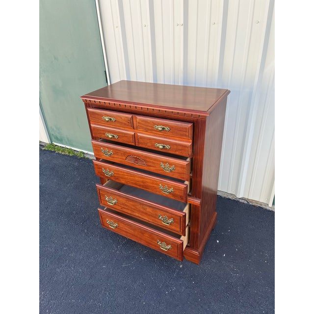 Broyhill Cherry 5-Drawer Tall Chest of Drawers For Sale - Image 9 of 12