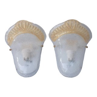 Set of 2 Murano Gold and Trasparent Wall Light, 1970 For Sale