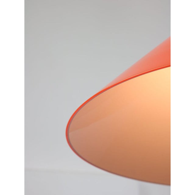 Metal Mid-Century Italian Orange Acrylic Glass and Brass Pendant Lamp from Guzzini, 1960s For Sale - Image 7 of 14
