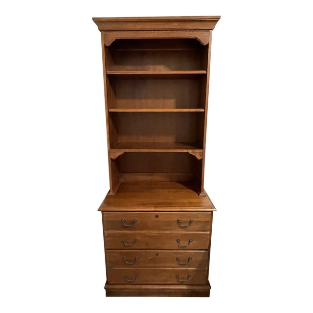1990s Ethan Allen Country Crossings Bookcase With File Cabinet For Sale