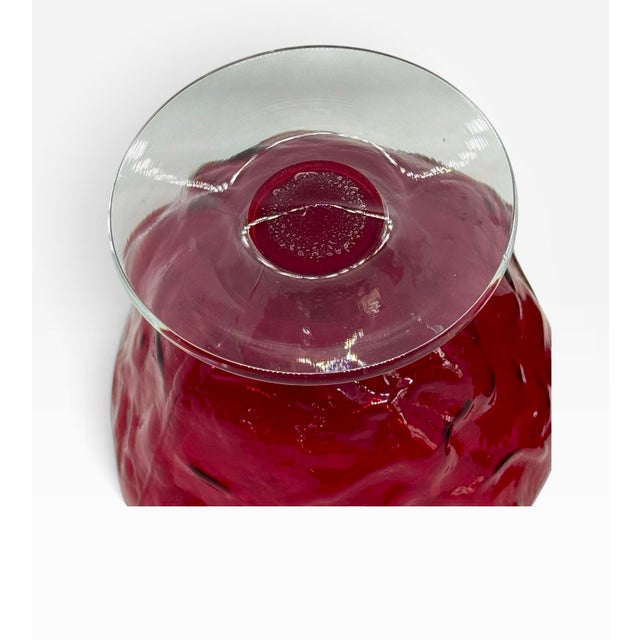 Vintage Seneca Glass Driftwood Casual Pattern 3” Ruby Red Champagne Coupes Tall Footed Sherbets - A Pair For Sale In Washington DC - Image 6 of 12