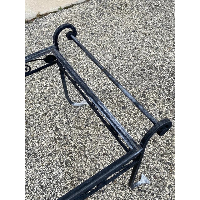 Mid 20th Century Vintage Salterini Style Art Nouveau Wrought Iron Garden Seating & Table, 4 Pieces, Attributed For Sale - Image 12 of 17