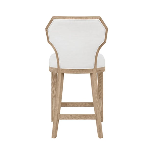 Contemporary Matthew Izzo Home Tally Cerused Oak Counter Stool With White Performance Linen Seat/Back For Sale - Image 3 of 5