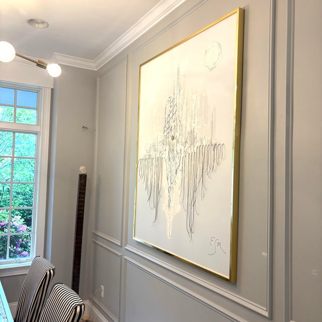 Large Scale Multimedia Painting “The Flight” by Es Melfi, Framed For Sale - Image 9 of 12