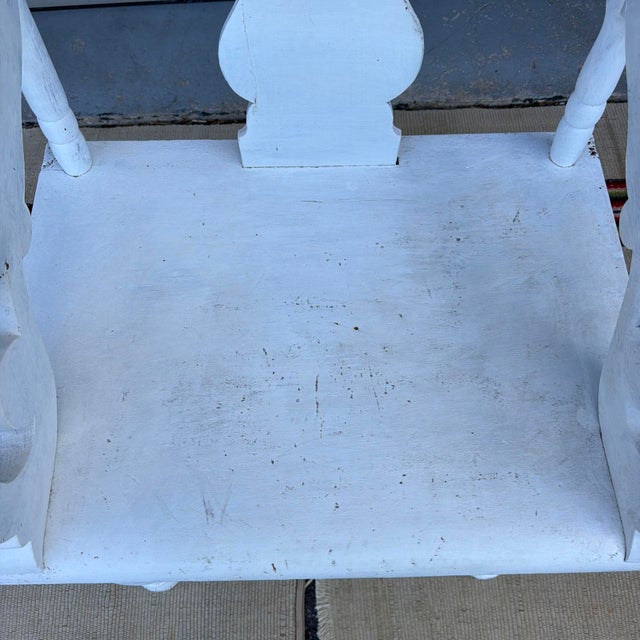 Antique White Painted Plank Seat Arm Chair, Pennsylvania, Circa 1860-1880 For Sale - Image 15 of 16