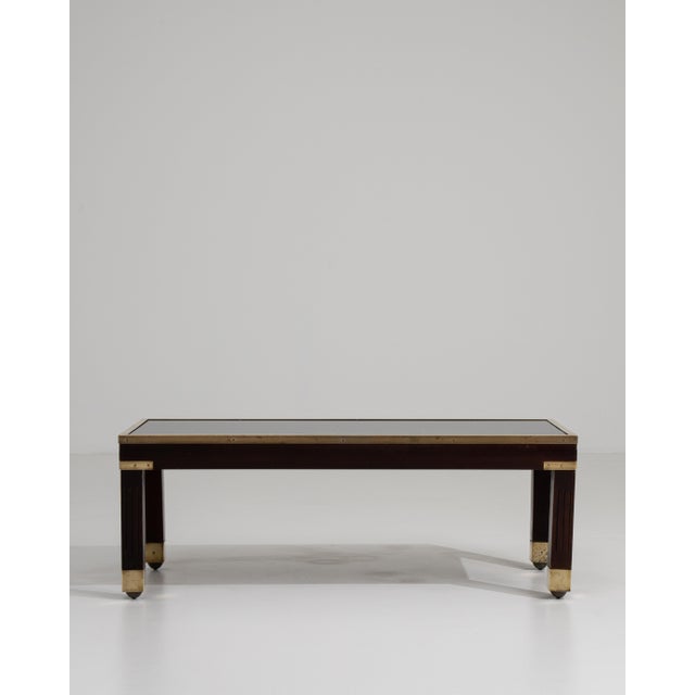 1960s Wood & Brass Coffee Table With Glass Covered Relief Of Galloping Horses For Sale - Image 10 of 13