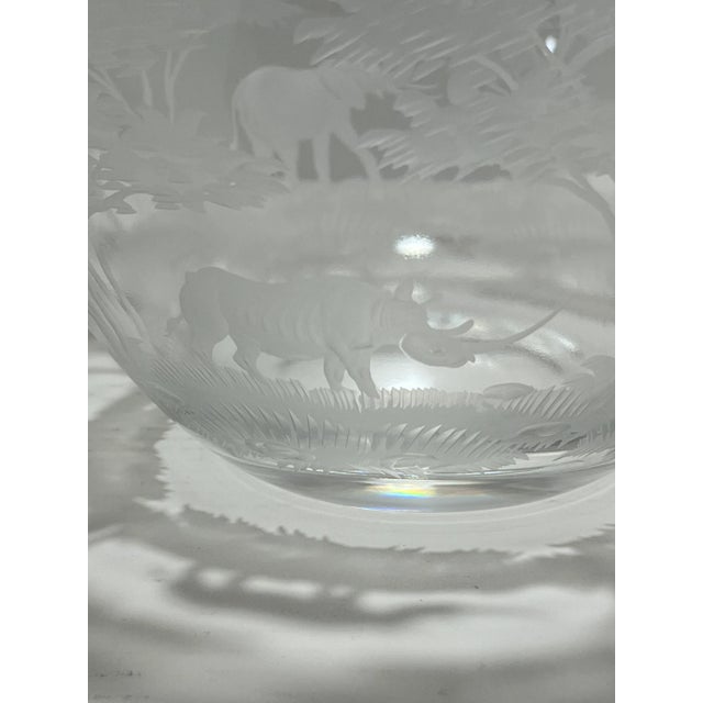 Glass 1980s “Big 5” Queen Lace Crystal African Safari Bowl For Sale - Image 7 of 12