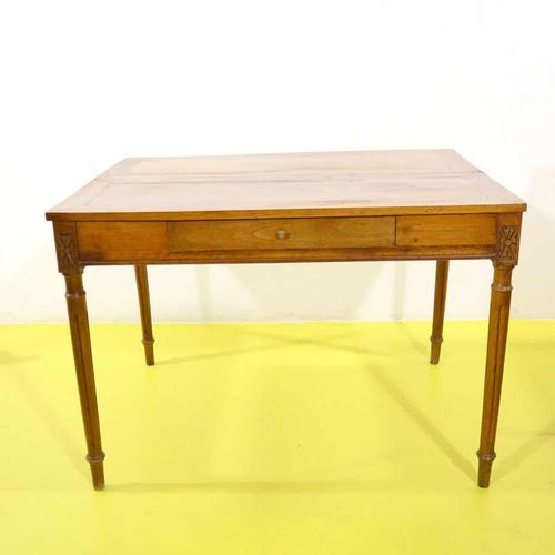Wooden Game Table with Drawer and Geometric Carvings For Sale - Image 11 of 16