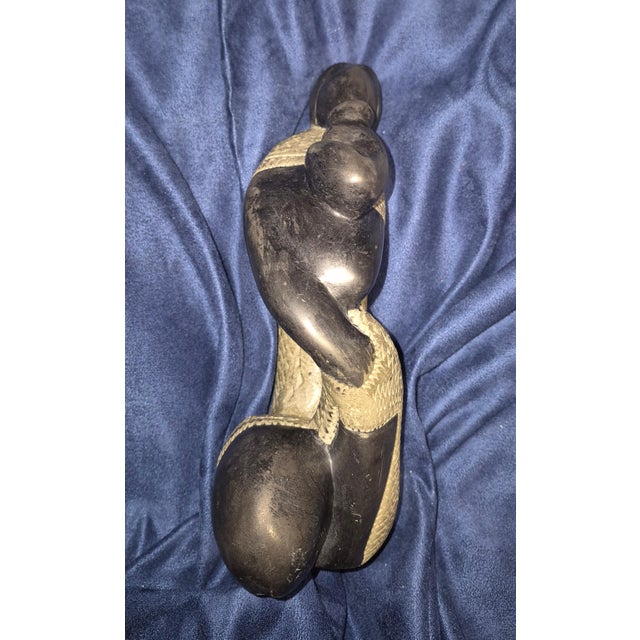 Vintage Mid-Century Modern Abstract Stylized Figural Carved Stone Sculpture For Sale - Image 4 of 11