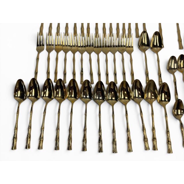 Metal Vintage Mid-Century Faux Bamboo Flatware Service - Set of 86 For Sale - Image 7 of 9
