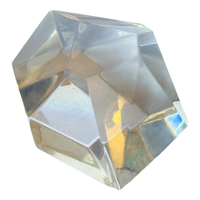 Vintage Modern Sculptural Abstract Acrylic Lucite Gemstone Paperweight Object Art, Large For Sale