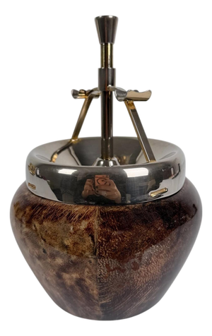 Vintage Push Down Ashtray in Chromed Brass and Goatskin from Aldo Tura, Italy, 1950s