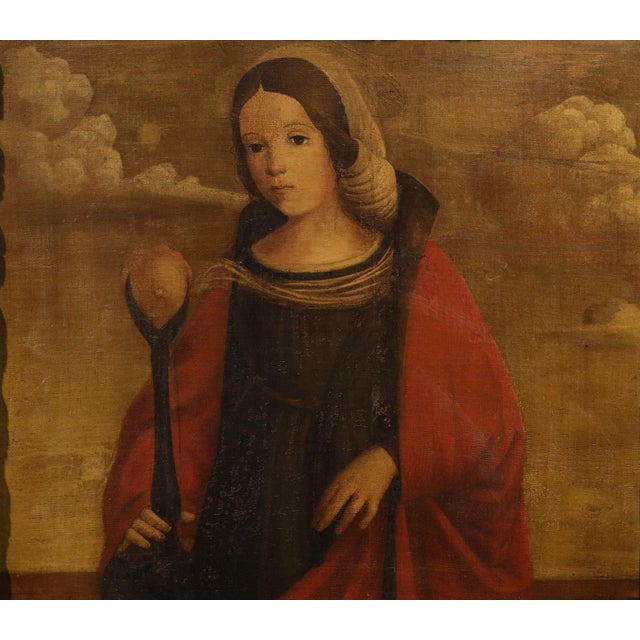 Francesco di Girolamo da Santacroce, Saint Agatha, 16th Century, Oil Painting on Canvas, Framed For Sale - Image 4 of 12