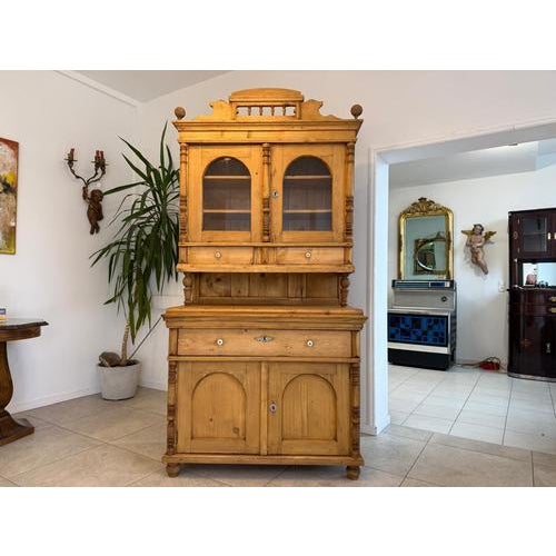 Antique Gründerzeit Softwood Sideboard Kitchen Cabinet Dimensions: Height 223 x Width 113 cm, Depth 58 cm. This rustic...