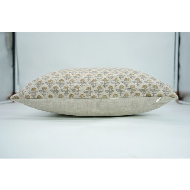 Not Yet Made - Made To Order Fabdivine Gulmohar Handmade Block Print Pillow Cover Pure Linen Floral Decorative 18x18 Inches Cushion Cover For Sale - Image 5 of 9