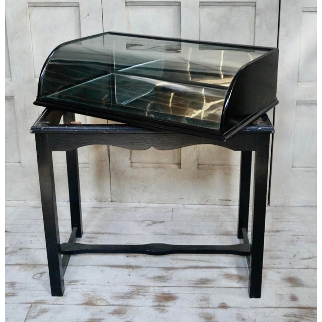 Victorian Ebonised Bow Fronted Display Cabinet, 1890s For Sale - Image 10 of 12