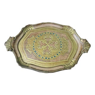 Decorative Carved and Gold Painted Italian Sideboard Tray, 1960s For Sale