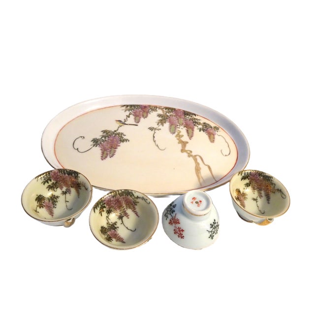 Japanese 1910s Asian Japanese Saki Cups and Tray For Sale - Image 3 of 3
