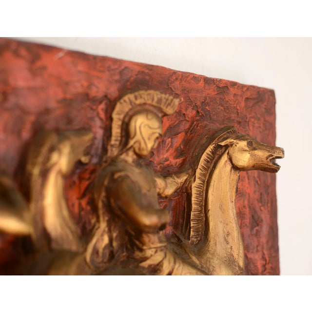 Finesse Originals 1960s Mid Century Finesse Originals J. Segura Roman Warriors and Horses Relief Wall Sculpture For Sale - Image 4 of 13