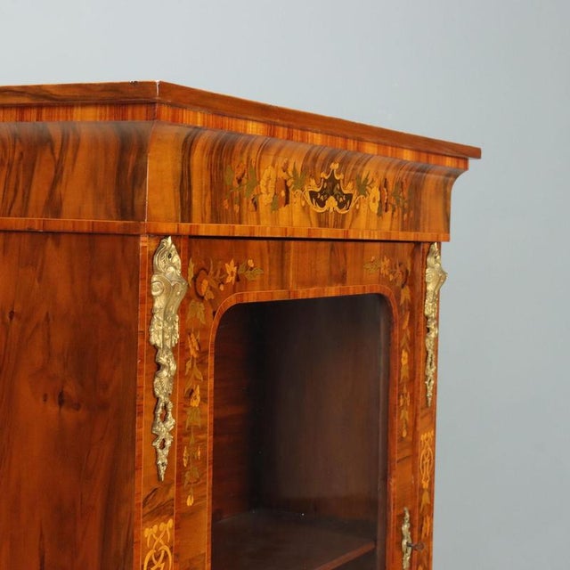 Antique Display Cabinet in Walnut and Inlays Bronze, England For Sale - Image 6 of 13