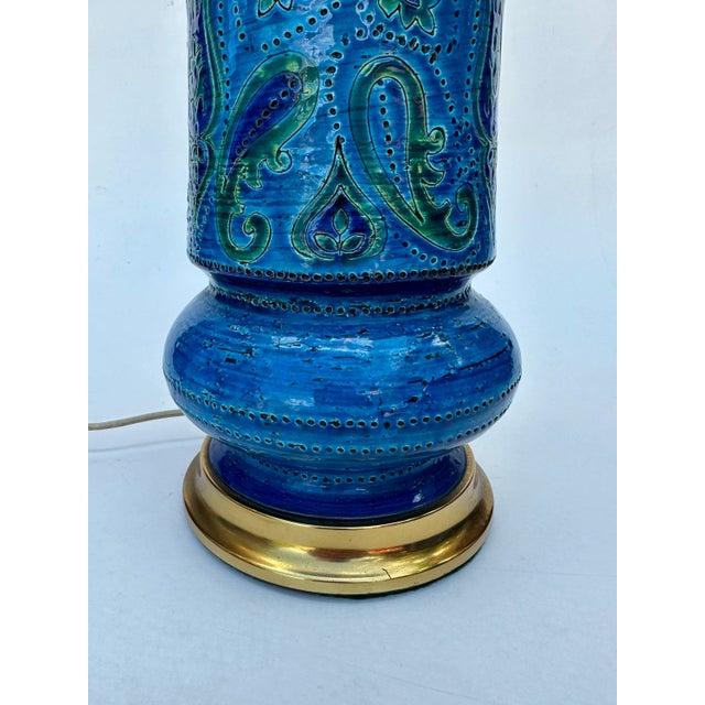 Mid-Century Modern Vintage Bitossi Rimini Blue Table Lamp Mid Century Modern Pottery Raymor For Sale - Image 3 of 5
