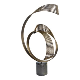 Curtis C. Jere Mid-Century Modern Vintage Brass Brutalist Kinetic Table Sculpture MCM Millennial For Sale