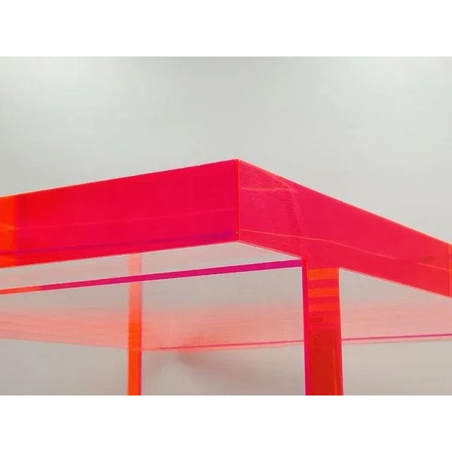 Fluorescent Pink & Clear Lucite Bench by Amparo Calderon Tapia For Sale - Image 12 of 13