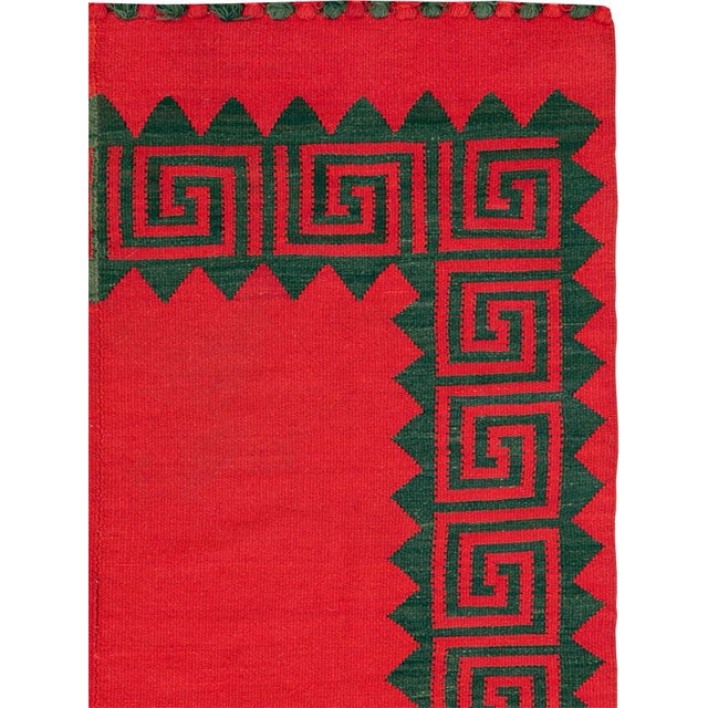 A vintage Turkish flatweave Kilim accent rug handmade during the mid-20th century. Measures: 4' 7" x 7' 1".
