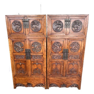 Antique Asian Chinoiserie Cupboards Armoire a Pair For Sale