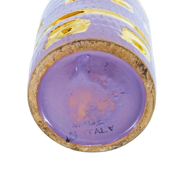 Lavender 1950s Lavender & Gold Ceramic Pitcher, Made in Italy For Sale - Image 8 of 8