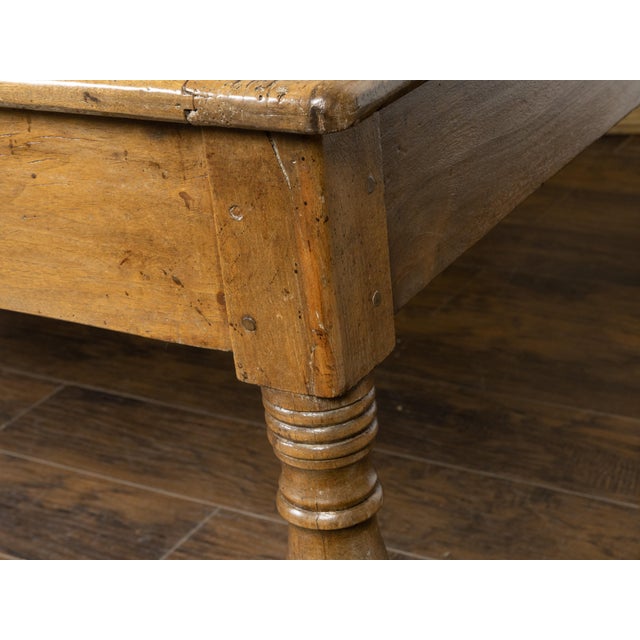 French French 19th Century Walnut Farm Table with Turned Legs and Distressed Patina For Sale - Image 3 of 12