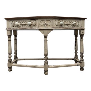 Antique 20th Century English Country House Oak Console Table For Sale
