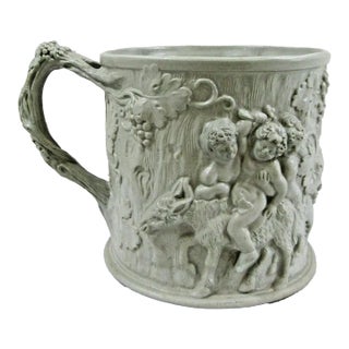 19th Century Minton Silenus and Bacchus Relief Molded Stoneware Mug, Circa 1830 For Sale