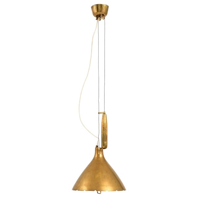 Pendant Lamp in Brass and Glass by Paavo Tynell, 1950s For Sale - Image 6 of 6