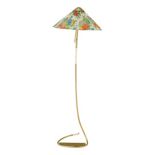 Vintage Floor Lamp with Fabric Shade by Rupert Nikoll, 1950s For Sale