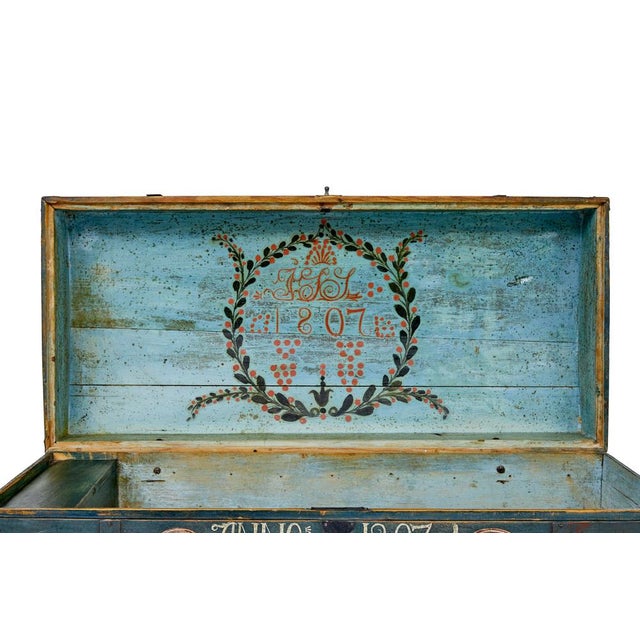 Swedish Hand-Painted Marriage Chest, 1807 For Sale - Image 9 of 11
