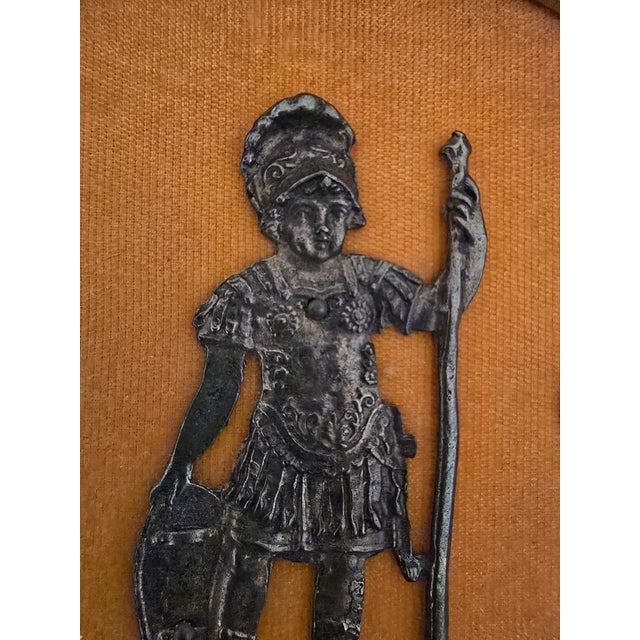 Metal Antique French Empire Bronze Plaque Young Warrior For Sale - Image 7 of 10