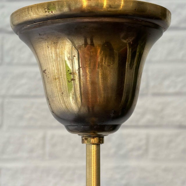 Scandinavian Functionalist Pendant Globe Lamp in Glass and Brass, Sweden, 1930s For Sale - Image 6 of 8
