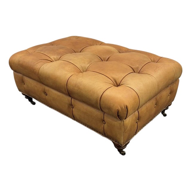 Ralph Lauren Brierly Leather Ottoman For Sale