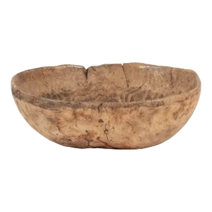 Large Primitive Oval-Shaped Dug Out Bowl From Sweden