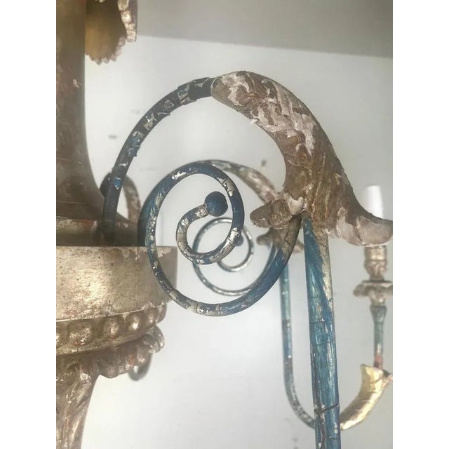 Timothy Corrigan Baroque Chandelier, Silver Leaf & Wood, Usa For Sale In Los Angeles - Image 6 of 12
