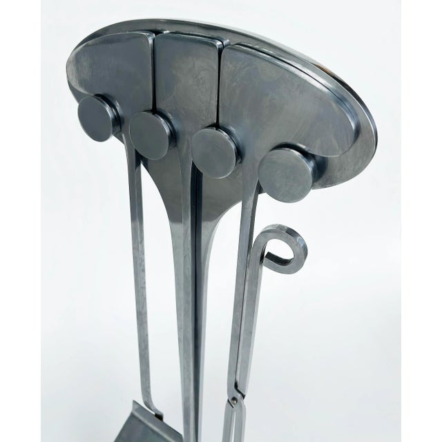1940s 1940s French Art Deco Streamlined Moderne Chromed Fireplace Tools, Set of 4 For Sale - Image 5 of 12